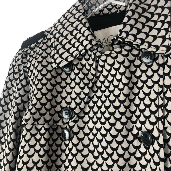 RACHEL Rachel Roy Trench Coat. Black/Taupe Geometric Print. Size M - Picture 2 of 14